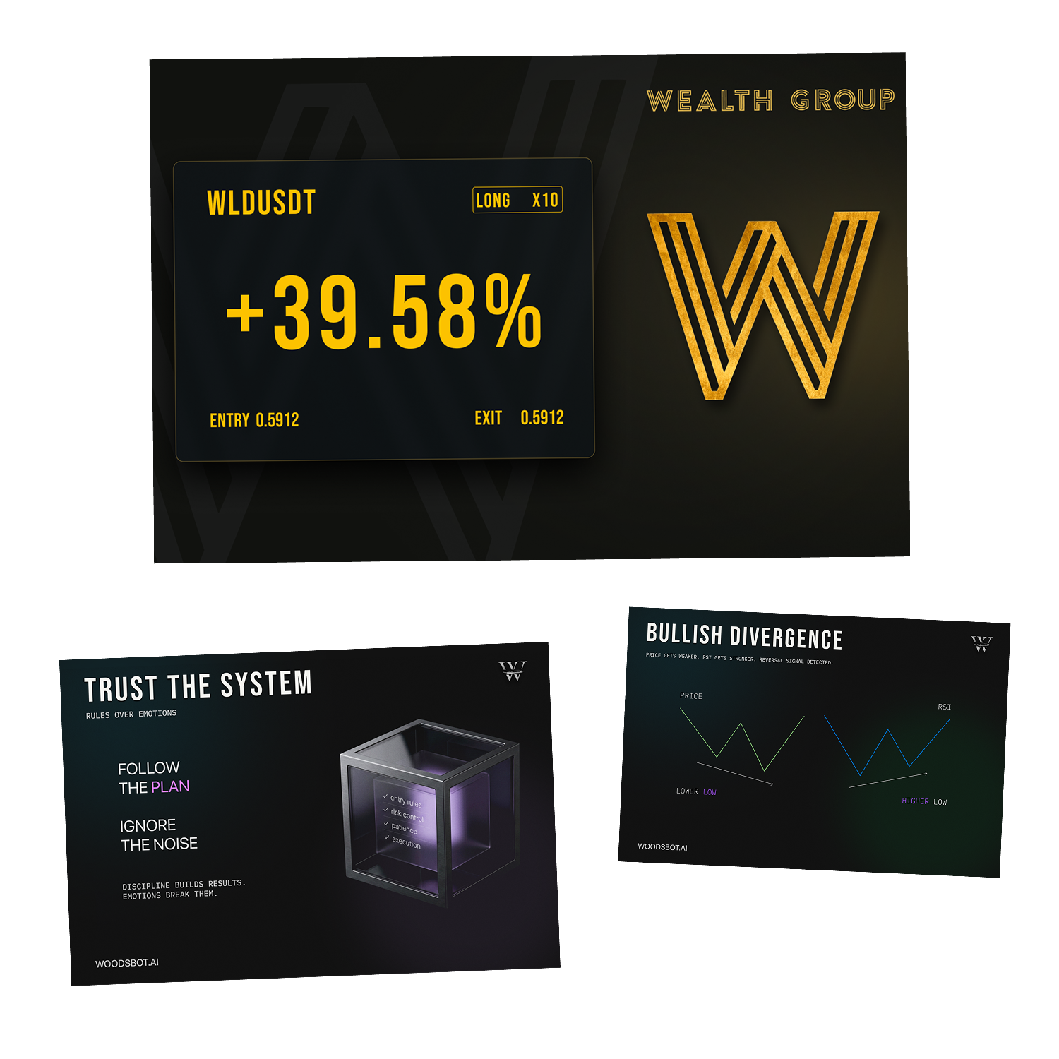 Crypto social media content design and trading community graphics